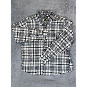 Eddie Bauer Shirt Mens XXL Black Plaid Flannel Long Sleeve Button Up Classic Fit